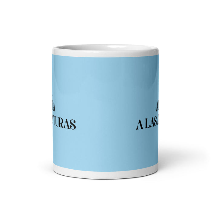 La Adicta A Las Aventuras The Adventure Addict Funny Home Office Work Coffee Mug Mexican Spanish Pride Gift White Glossy Cup Sky Blue Card Mug