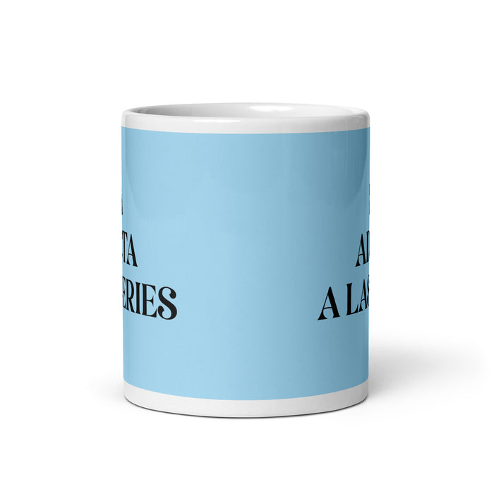 La Adicta A Las Series The Series Addict Funny Home Office Work Coffee Mug Mexican Spanish Pride Gift White Glossy Cup Sky Blue Card Mug