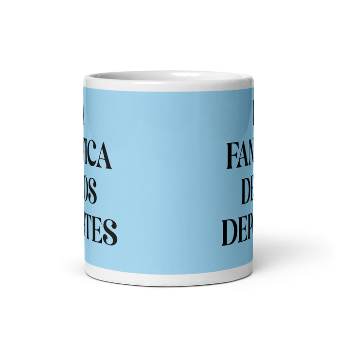 La Fanática De Los Deportes The Sports Fan Funny Home Office Work Coffee Mug Mexican Spanish Pride Gift White Glossy Cup Sky Blue Card Mug