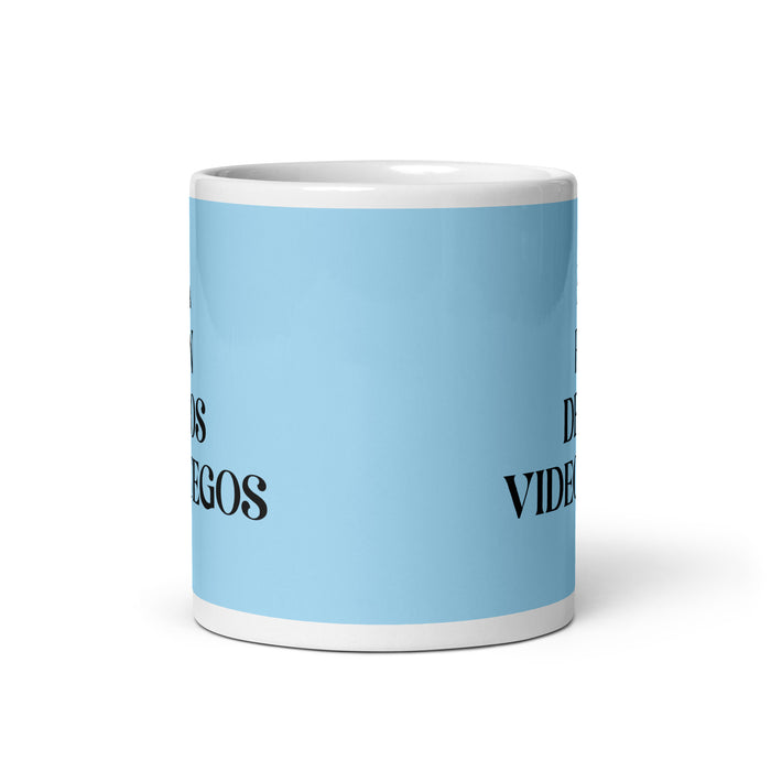 La Fan De Los Videojuegos The Video Game Fan Funny Home Office Work Coffee Mug Mexican Spanish Pride Gift White Glossy Cup Sky Blue Card Mug