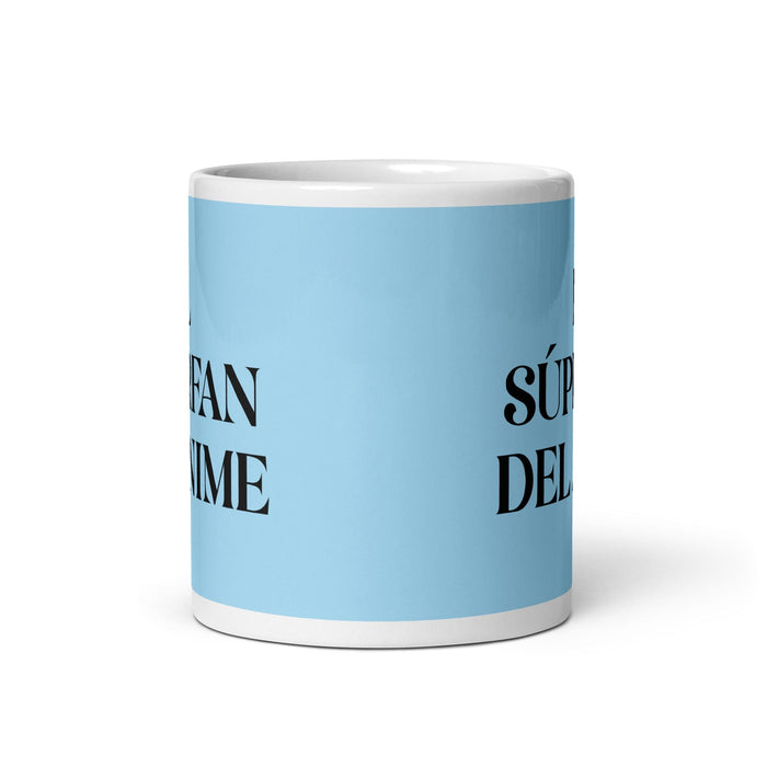 Le Super Fan de l'Anime Le Super Fan de l'Anime Drôle Maison Bureau Travail Tasse à Café Mexicain Espagnol Fierté Cadeau Blanc Brillant Tasse Carte Bleu Ciel Tasse