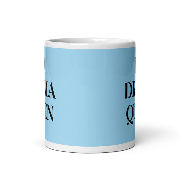 La Drama Queen The Drama Queen / The Drama King Funny Home Office Work Coffee Mug Mexican Spanish Pride Gift White Glossy Cup Sky Blue Card Mug