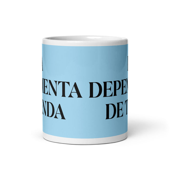 La Dependienta De Tienda The Store Clerk Funny Home Office Work Coffee Mug Mexican Spanish Pride Gift White Glossy Cup Sky Blue Card Mug