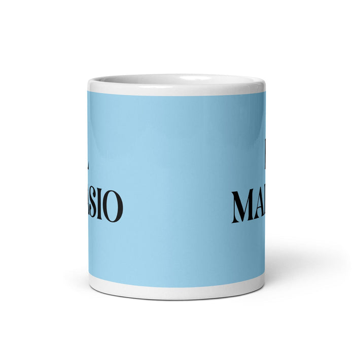 El Malasio La tasse à café amusante pour le travail à domicile et au bureau malaisien Cadeau de fierté espagnole mexicaine Tasse blanche brillante Carte bleu ciel