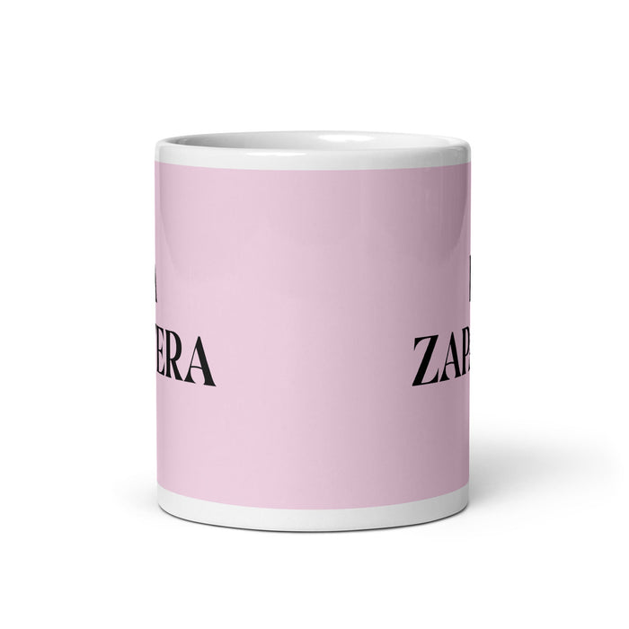 La Zapatera, der Schuhmacher, lustige Kaffeetasse für Zuhause, Büro, Arbeit, mexikanisches spanisches Pride-Geschenk, weiße glänzende Tasse, hellrosa Kartentasse