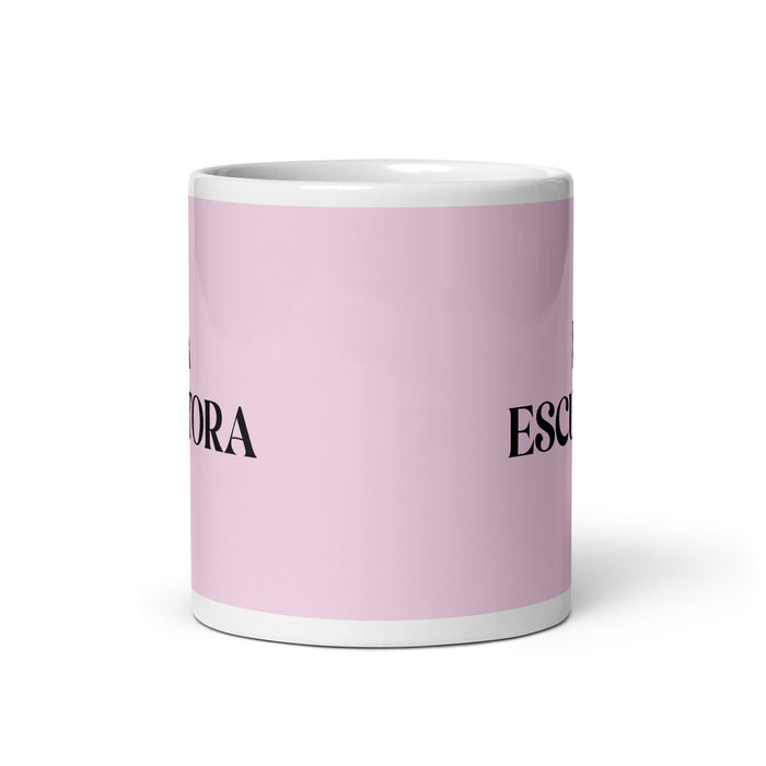 La Escultora The Sculptor Funny Home Office Work Coffee Mug Mexican Spanish Pride Gift White Glossy Cup Light Pink Card Mug