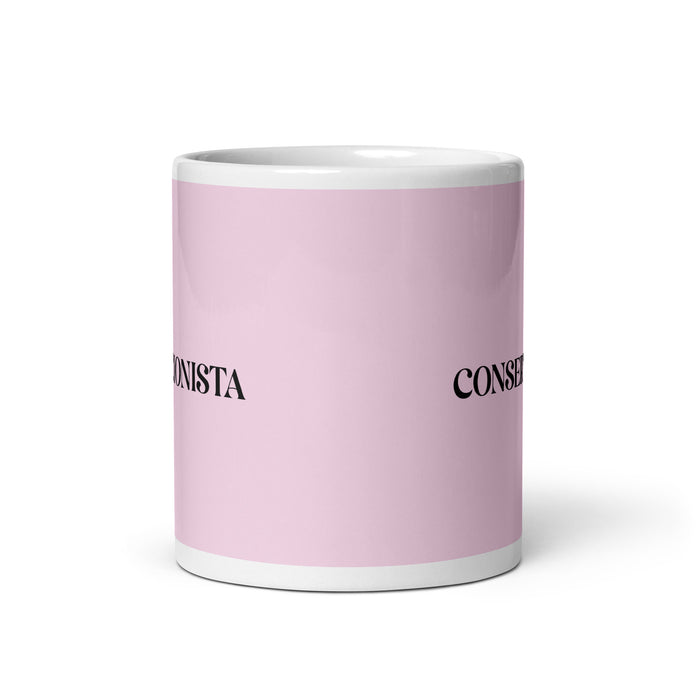 La Conservacionista The Conservationist Funny Home Office Work Coffee Mug Mexican Spanish Pride Gift White Glossy Cup Light Pink Card Mug