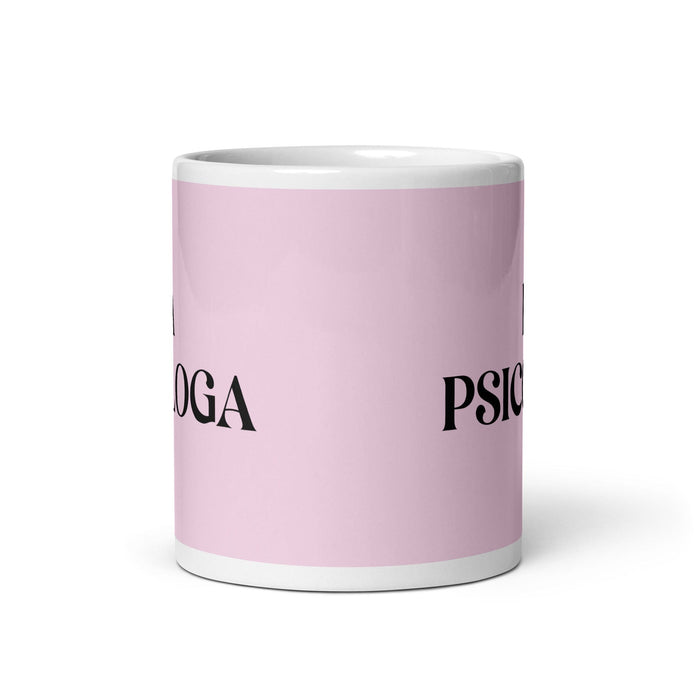 La Psicóloga The Psychologist Funny Home Office Work Coffee Mug Mexican Spanish Pride Gift White Glossy Cup Light Pink Card Mug