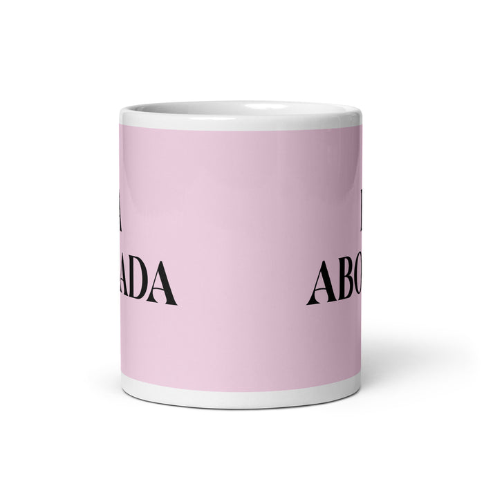 La Abogada The Lawyer Funny Home Office Work Coffee Mug Mexican Spanish Pride Gift White Glossy Cup Light Pink Card Mug