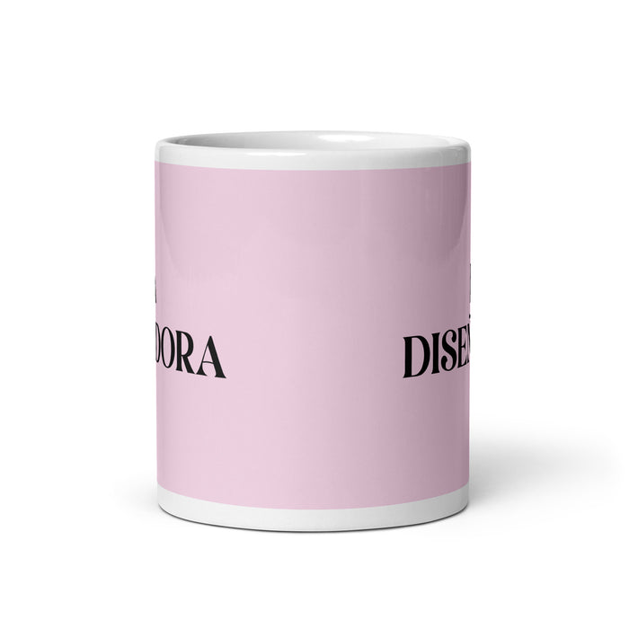 La Diseñadora The Designer Funny Home Office Work Coffee Mug Mexican Spanish Pride Gift White Glossy Cup Light Pink Card Mug