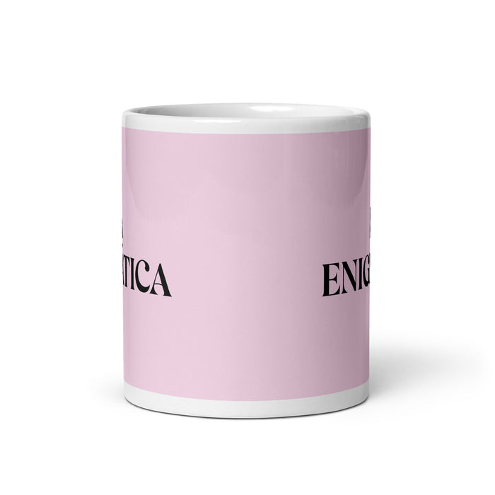 La Enigmática The Enigmatic One Funny Home Office Work Coffee Mug Mexican Spanish Pride Gift White Glossy Cup Light Pink Card Mug