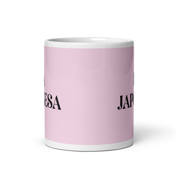 La Japonesa The Japanese Funny Home Office Work Coffee Mug Mexican Spanish Pride Gift White Glossy Cup Light Pink Card Mug