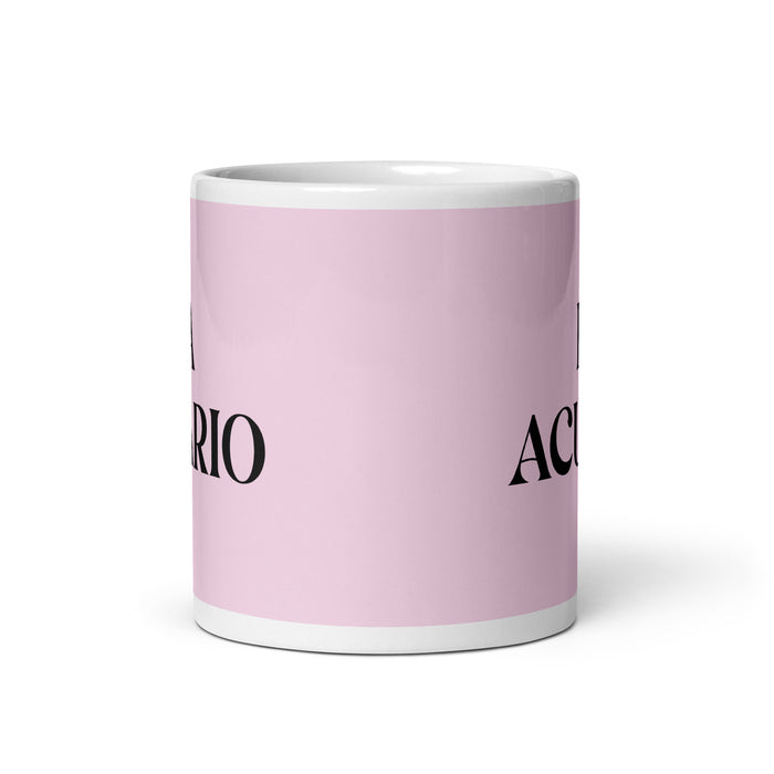 La Acuario The Aquarius Funny Home Office Work Coffee Mug Mexican Spanish Pride Gift White Glossy Cup Light Pink Card Mug