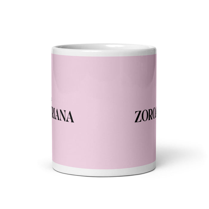 La Zoroastriana La tasse à café amusante zoroastrienne pour le travail à domicile ou au bureau, cadeau de fierté mexicaine espagnole, tasse blanche brillante, tasse rose clair