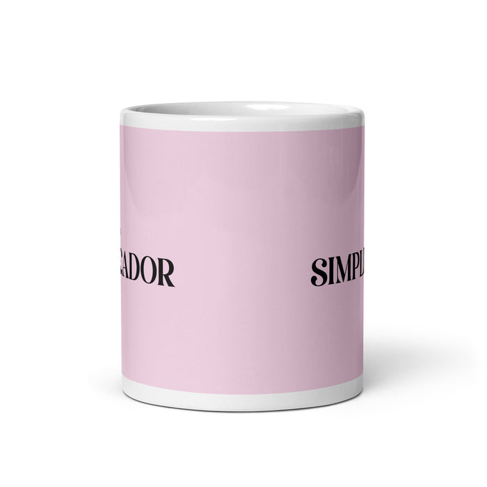 El Simplificador, der Simplifier, lustige Kaffeetasse für Zuhause, Büro, Arbeit, mexikanisches spanisches Pride-Geschenk, weiße glänzende Tasse, hellrosa Kartentasse