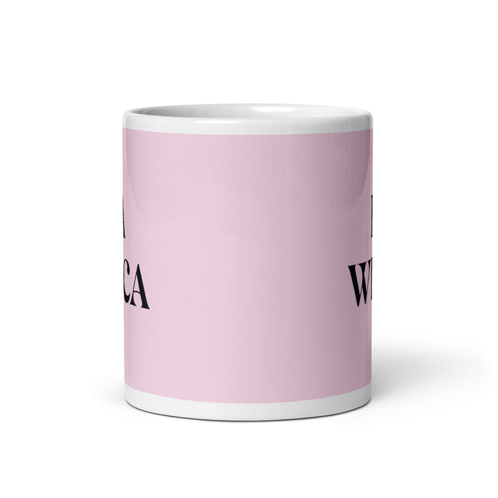 La Wicca The Wiccan Funny Home Office Work Coffee Mug Mexican Spanish Pride Gift White Glossy Cup Light Pink Card Mug