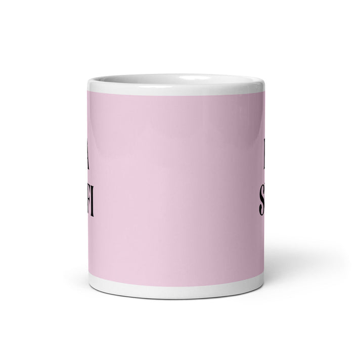 La Sufi La Sufi Taza de café divertida para el hogar, la oficina, el trabajo, el orgullo mexicano, regalo, taza blanca brillante, taza con tarjeta rosa claro