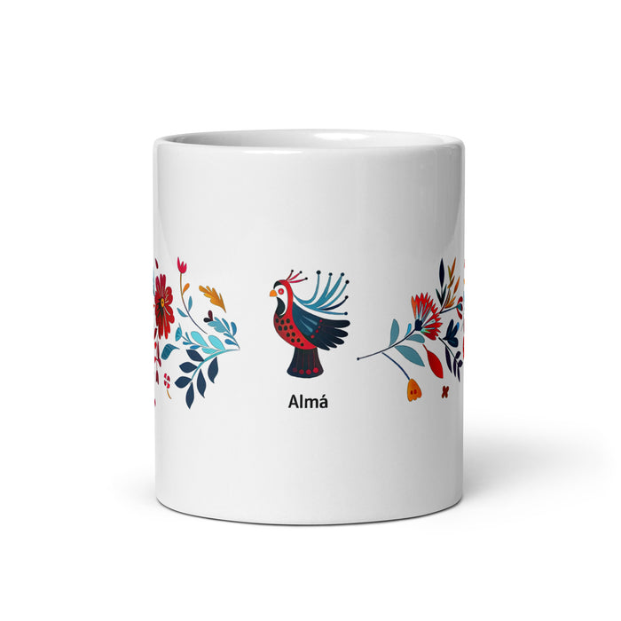 Alma Exclusive Nome Opera d'arte Casa Ufficio Lavoro Tazza da caffè Tazza regalo orgoglio spagnolo messicano Tazza unica nel suo genere Calligrafia Tazza bianca lucida | A18