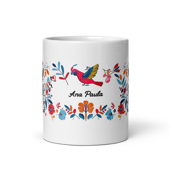 Taza de café exclusiva con nombre de Ana Paula, para el hogar, la oficina, el trabajo, regalo de orgullo mexicano y español, taza blanca brillante con caligrafía única en su tipo | A34