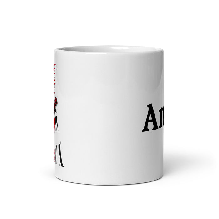 Taza de café exclusiva con nombre de ángel, obra de arte para el hogar, la oficina, el trabajo, regalo de orgullo mexicano español, taza blanca brillante con caligrafía única en su tipo | A1