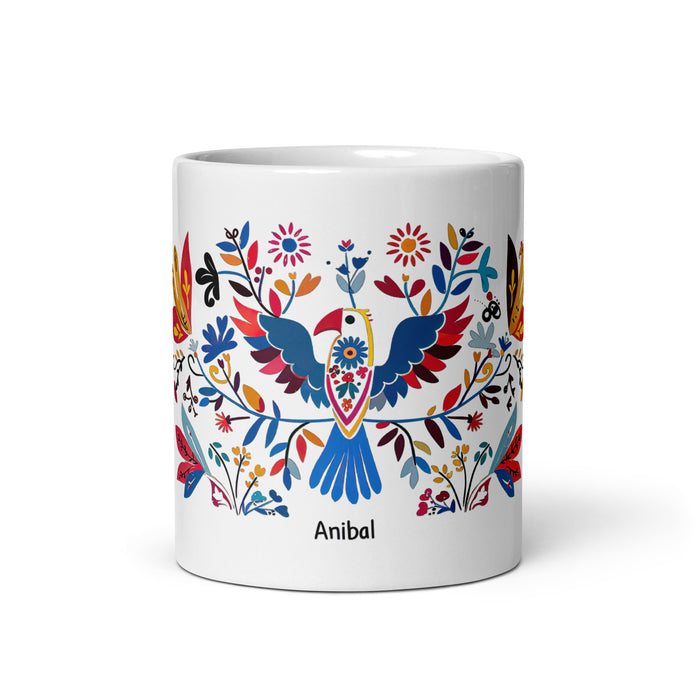 Taza de café exclusiva con nombre de Aníbal, para el hogar, la oficina, el trabajo, regalo de orgullo mexicano y español, taza blanca brillante con caligrafía única en su tipo | A1