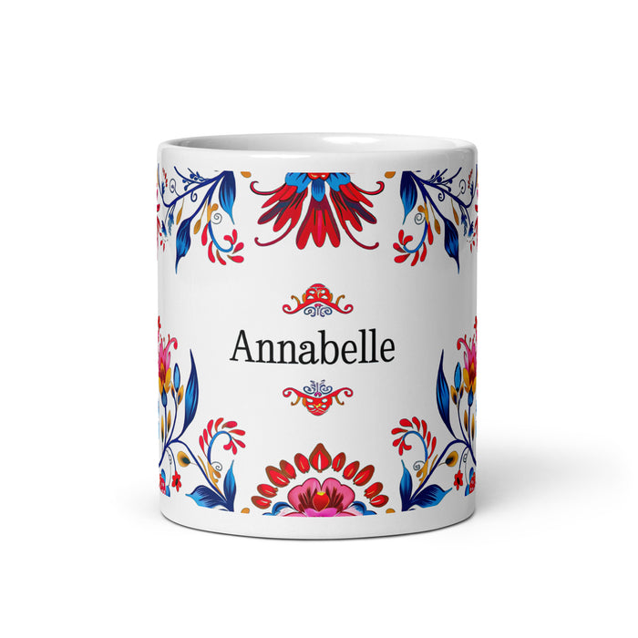 Taza de café exclusiva con nombre de Annabelle, para el hogar, la oficina, el trabajo, regalo de orgullo mexicano y español, taza blanca brillante con caligrafía única en su tipo | A5