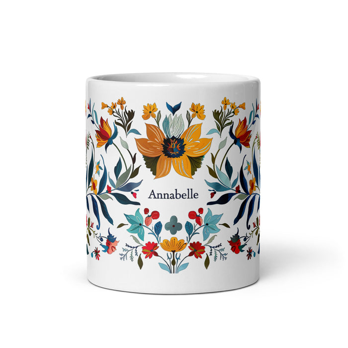 Tasse à café avec nom exclusif Annabelle, tasse à café pour le travail à domicile, la fierté mexicaine et espagnole, tasse à calligraphie unique, blanche et brillante | A8