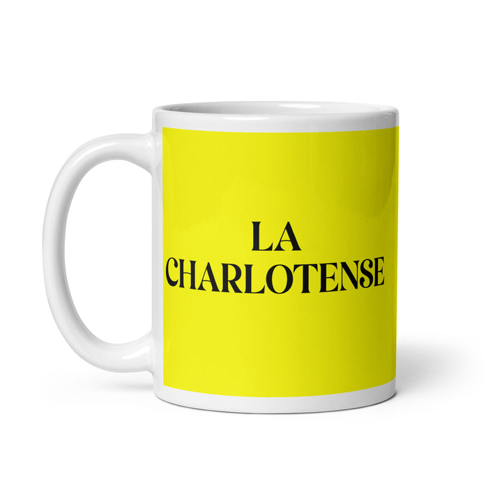 La Charlotense The Charlotte Resident Funny Home Office Work Coffee Mug Mexican Spanish Pride Gift White Glossy Cup Yellow Card Mug