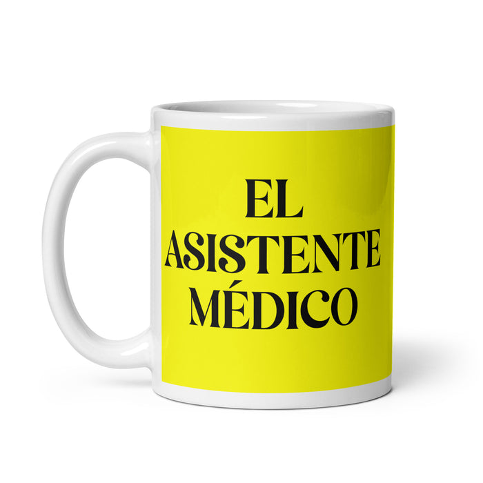 El Asistente Médico The Medical Assistant Funny Home Office Work Coffee Mug Mexican Spanish Pride Gift White Glossy Cup Yellow Card Mug