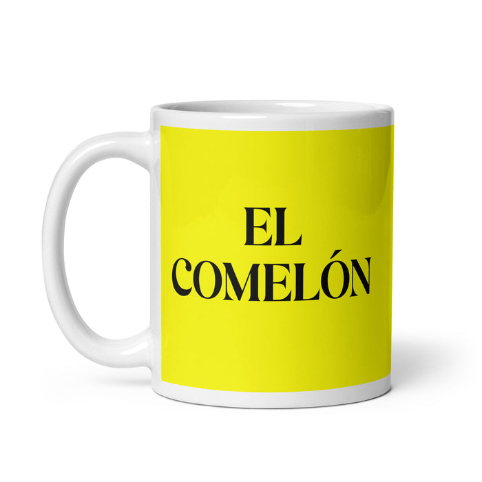 La Comelona The Big Eater Funny Home Office Work Coffee Mug Mexican Spanish Pride Gift White Glossy Cup Yellow Card Mug