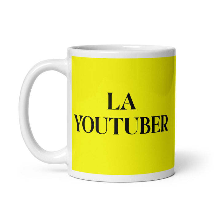 La Youtuber The Youtuber Tasse à café amusante pour la maison, le bureau, le travail, la fierté mexicaine et espagnole, cadeau blanc brillant, tasse en carte jaune