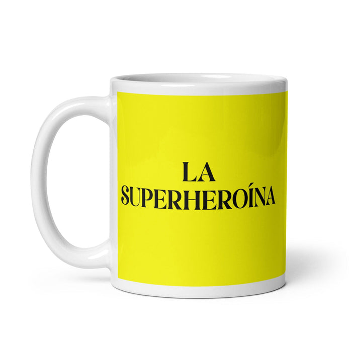 La Superheroína La Superheroína Divertida Taza de Café para el Trabajo en la Oficina en Casa Regalo de Orgullo Español Mexicano Taza Blanca Brillante Taza de Tarjeta Amarilla