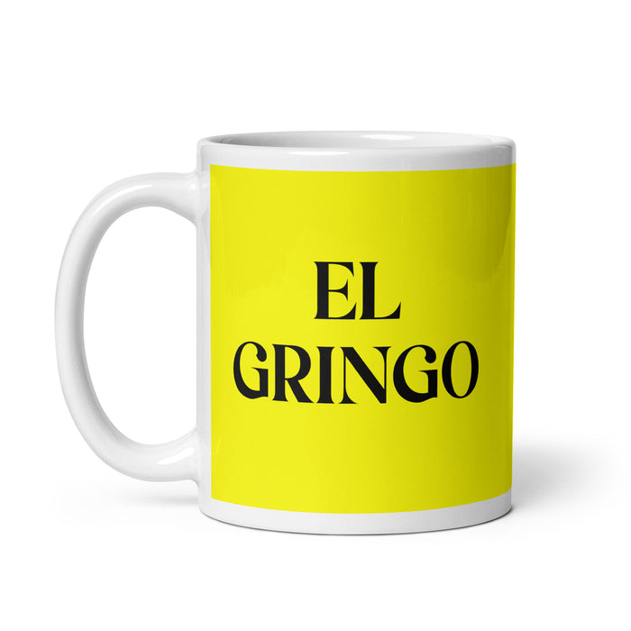 El Gringo The American (Slang) Funny Home Office Work Coffee Mug Mexican Spanish Pride Gift White Glossy Cup Yellow Card Mug