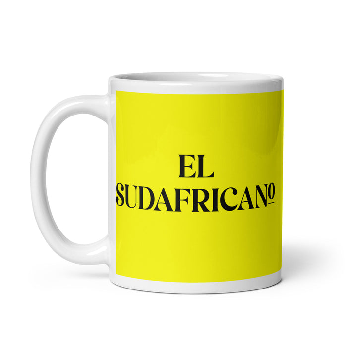 El Sudafricano The South African Funny Home Office Work Coffee Mug Mexican Spanish Pride Gift White Glossy Cup Yellow Card Mug