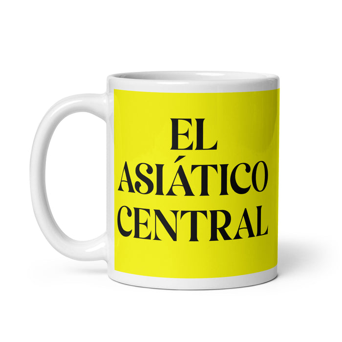 El Asiático Central The Central Asian Funny Home Office Work Coffee Mug Mexican Spanish Pride Gift White Glossy Cup Yellow Card Mug