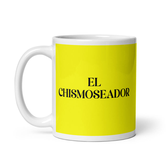 El Chismoseador The Gossiper Funny Home Office Work Coffee Mug Mexican Spanish Pride Gift White Glossy Cup Yellow Card Mug