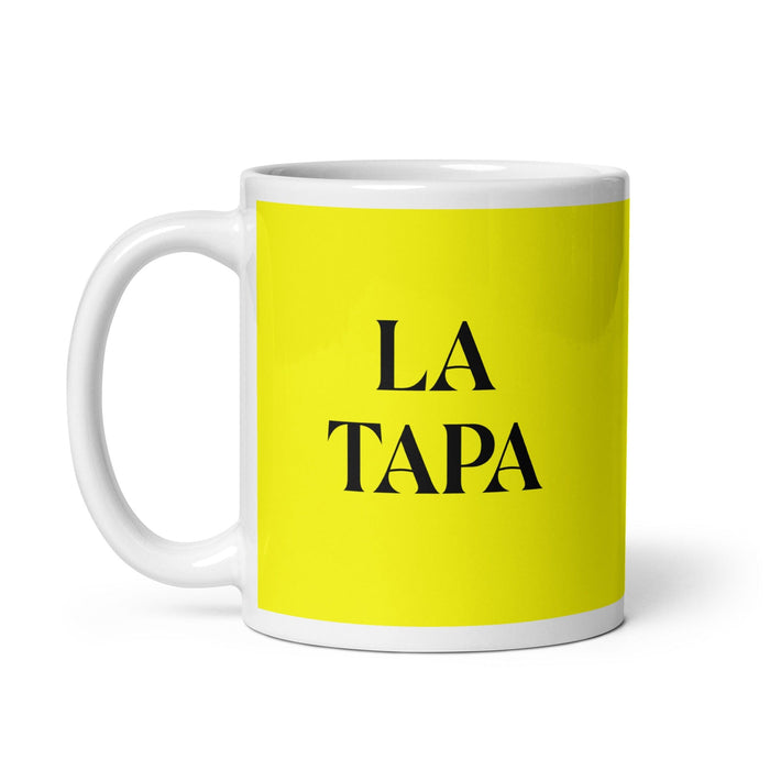 La Tapa The Tapas Lover - Taza de café divertida para el hogar, la oficina, el trabajo, el orgullo mexicano, regalo, taza blanca brillante, taza con tarjeta amarilla