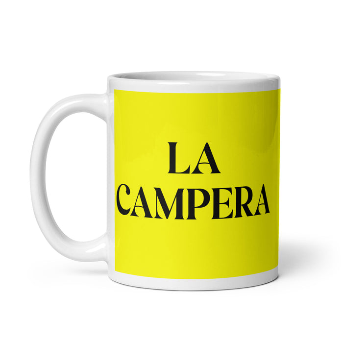 La Campera The Camper Funny Home Office Work Coffee Mug Mexican Spanish Pride Gift White Glossy Cup Yellow Card Mug