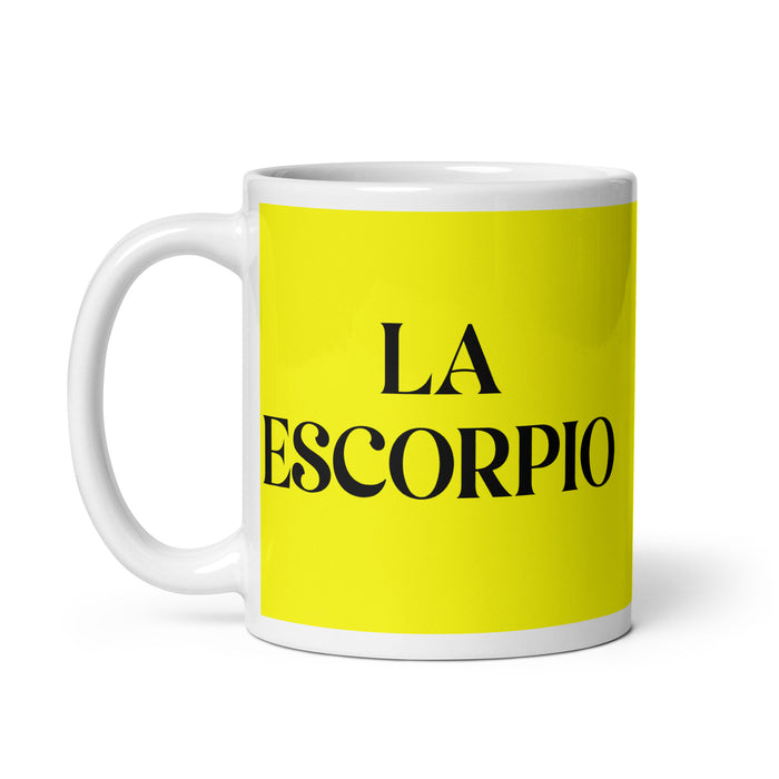 La Escorpio The Scorpio Funny Home Office Work Coffee Mug Mexican Spanish Pride Gift White Glossy Cup Yellow Card Mug