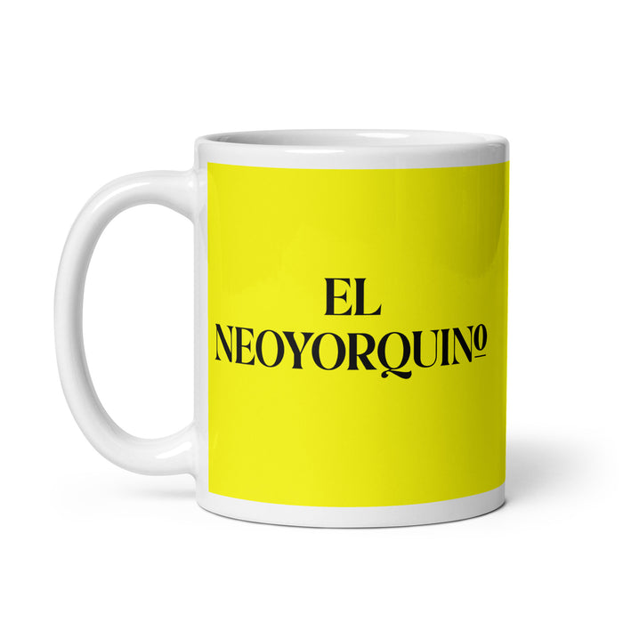 El Neoyorquino The New Yorker Funny Home Office Work Coffee Mug Mexican Spanish Pride Gift White Glossy Cup Yellow Card Mug