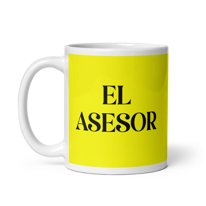 El Asesor The Advisor Funny Home Office Work Coffee Mug Mexican Spanish Pride Gift White Glossy Cup Yellow Card Mug