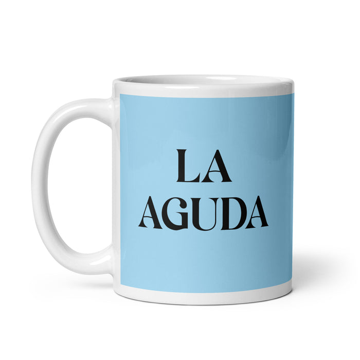 La Aguda The Sharp One Funny Home Office Work Coffee Mug Mexican Spanish Pride Gift White Glossy Cup Sky Blue Card Mug