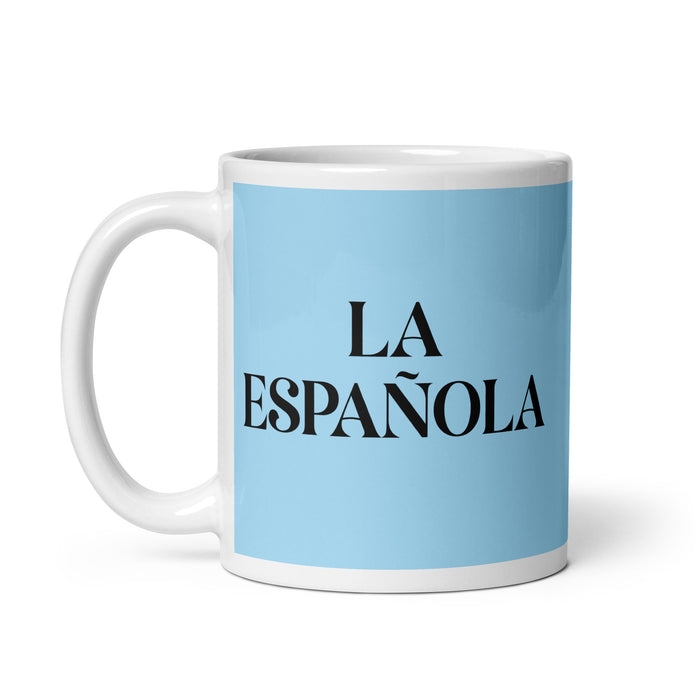 La Española The Spanish Funny Home Office Work Coffee Mug Mexican Spanish Pride Gift White Glossy Cup Sky Blue Card Mug