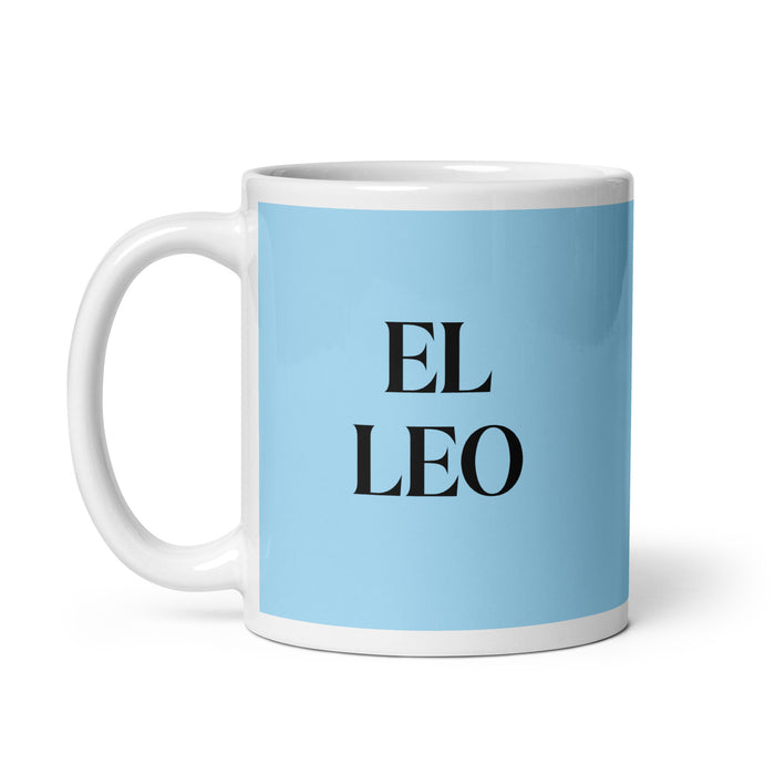 El Leo The Leo Funny Home Office Work Coffee Mug Mexican Spanish Pride Gift White Glossy Cup Sky Blue Card Mug