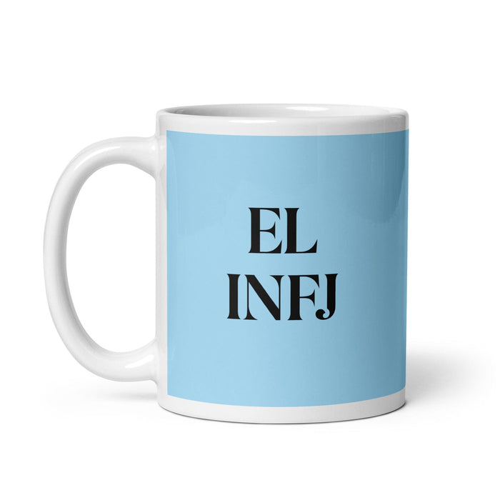 El INFJ The Advocate MBTI Personnalité Drôle Maison Bureau Travail Tasse À Café Mexicain Espagnol Fierté Cadeau Blanc Brillant Tasse Carte Bleu Ciel Tasse