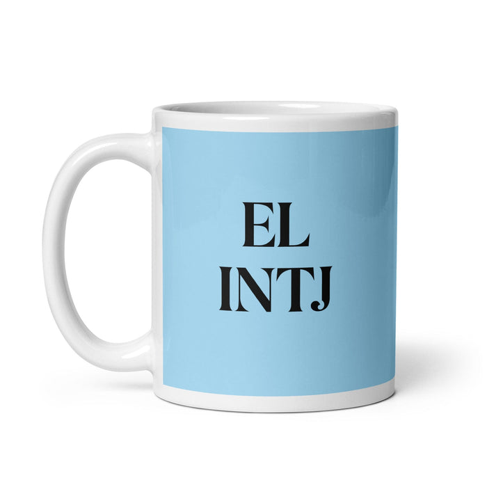 Lustige Kaffeetasse mit Aufschrift „El INTJ The Mastermind“ aus der MBTI-Persönlichkeit für Zuhause, Büro und Arbeit, mexikanisches spanisches Pride-Geschenk, weiße, glänzende Tasse, himmelblaue Kartentasse