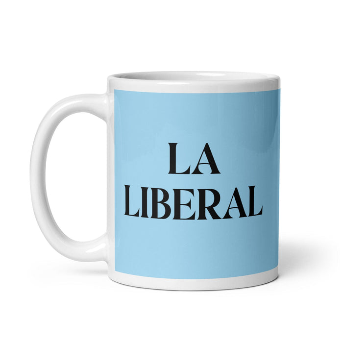 La Liberal The Liberal Funny Home Office Work Coffee Mug Mexican Spanish Pride Gift White Glossy Cup Sky Blue Card Mug