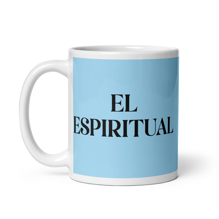 El Espiritual The Spiritual One Funny Home Office Work Coffee Mug Mexican Spanish Pride Gift White Glossy Cup Sky Blue Card Mug