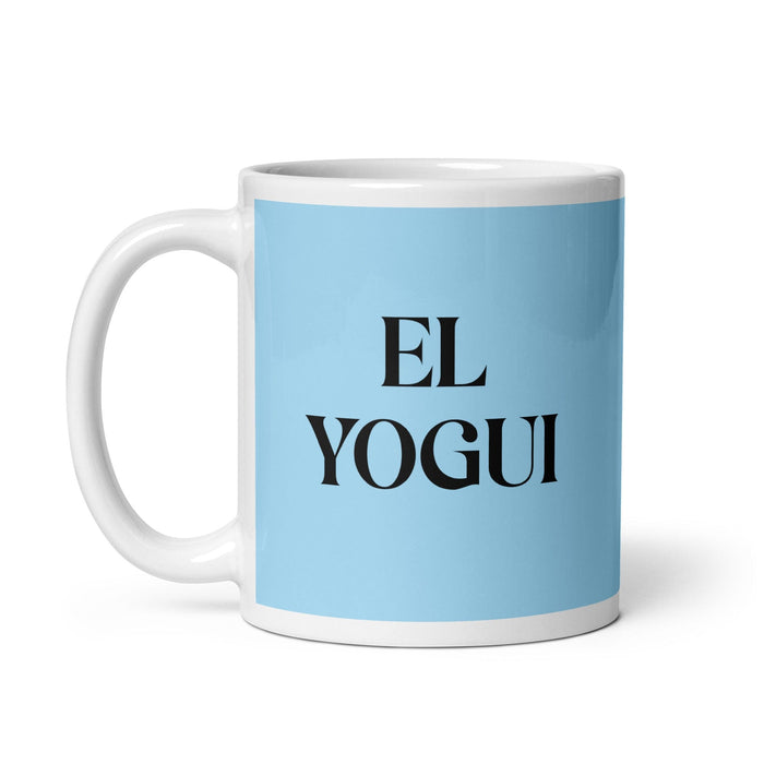 Taza de café divertida para el hogar, la oficina, el trabajo, el yogui, regalo de orgullo mexicano español, taza blanca brillante, taza azul cielo con tarjeta