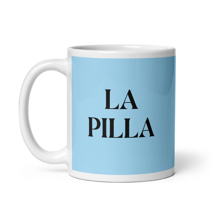 La Pilla The Rascal Funny Home Office Work Coffee Mug Mexican Spanish Pride Gift White Glossy Cup Sky Blue Card Mug